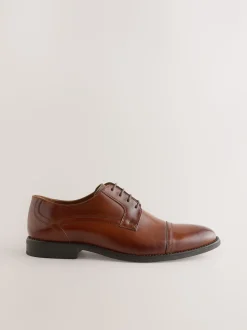 Tan Brown Derby Toe Cap Shoes
