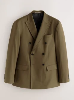 Tan Brown Double Breasted Suit Jacket
