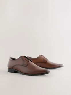 Tan Brown Embossed Derby Shoes