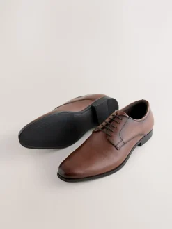 Tan Brown Embossed Derby Shoes