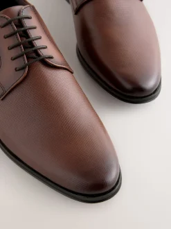 Tan Brown Embossed Derby Shoes