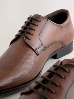 Tan Brown Embossed Derby Shoes