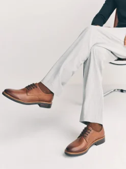 Tan Brown Heritage Derby Leather Shoes
