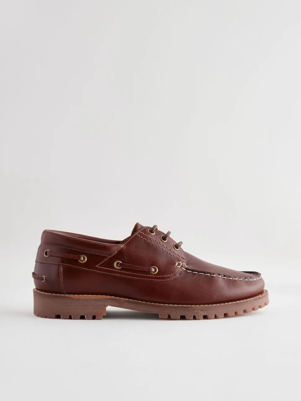 Tan Brown Leather Cleated Boat Shoes