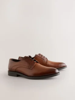 Tan Brown Leather Derby Shoes