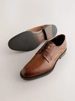 Tan Brown Leather Derby Shoes