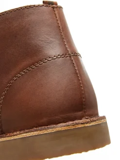 Tan Brown Leather Desert Boots