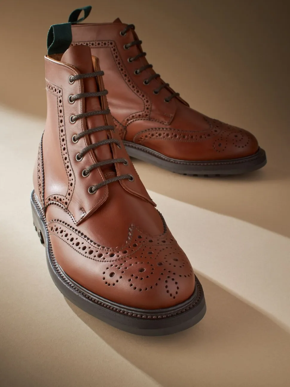 Tan Brown Leather Sanders for Next Cleated Brogue Boots