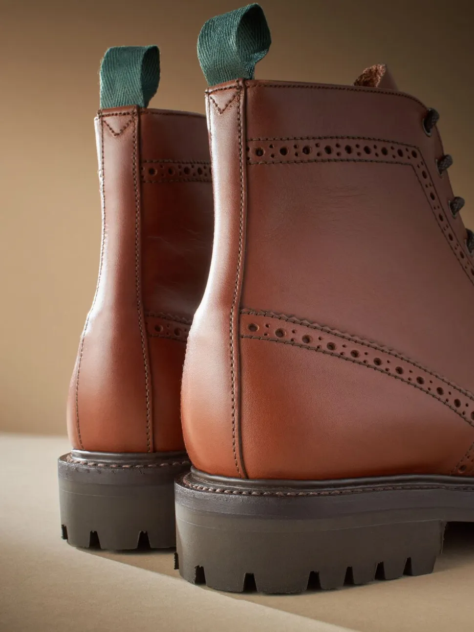 Tan Brown Leather Sanders for Next Cleated Brogue Boots