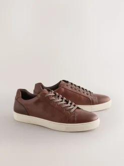 Tan Brown Leather Trainers