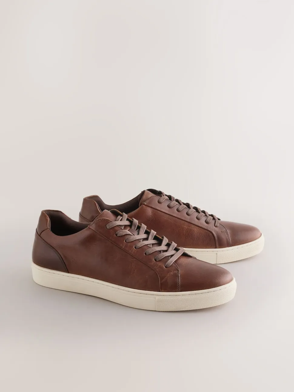 Tan Brown Leather Trainers