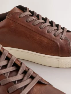 Tan Brown Leather Trainers