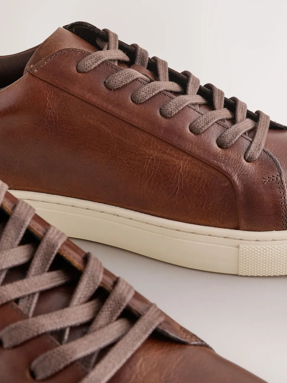 Tan Brown Leather Trainers