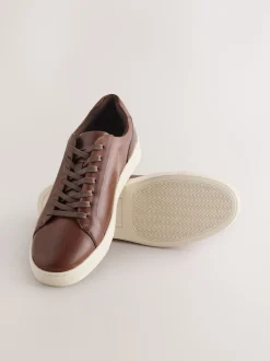 Tan Brown Leather Trainers