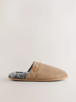 Tan Brown Mule Slippers