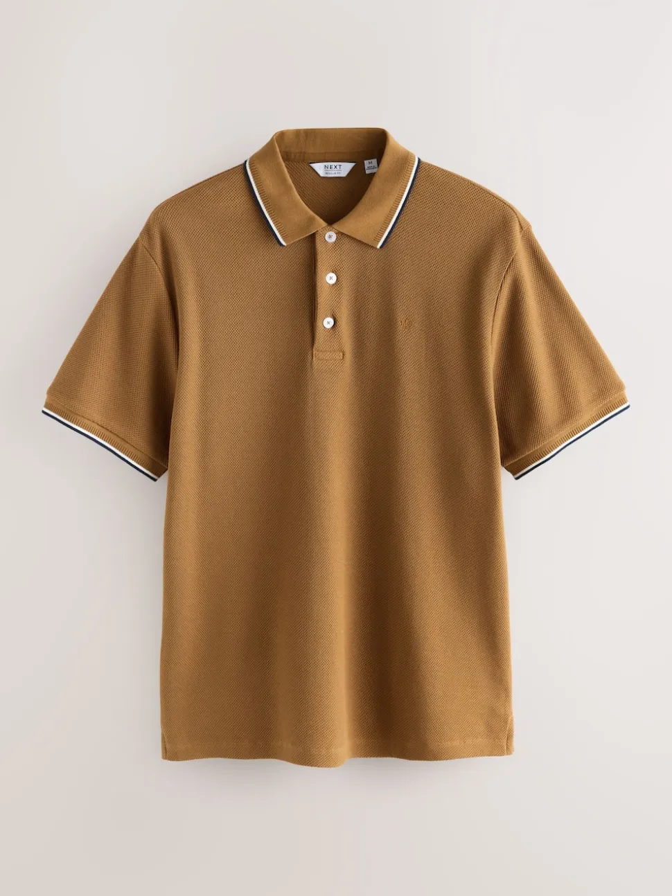 Tan Brown Regular Fit Short Sleeve Tipped Polo Shirt