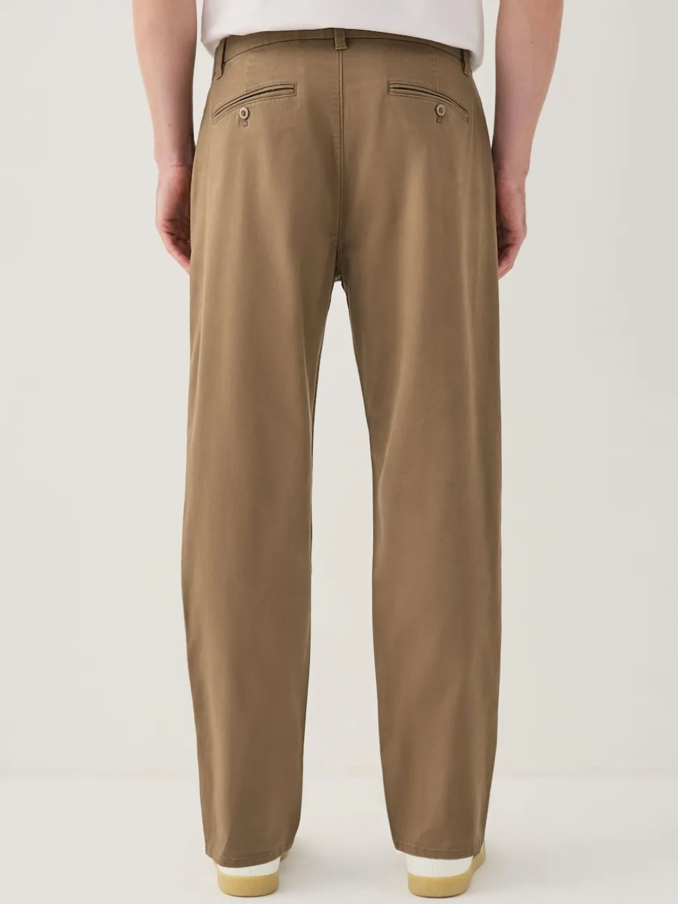 Tan Brown Regular Tapered Fit Single Pleated Stretch Chinos Trousers
