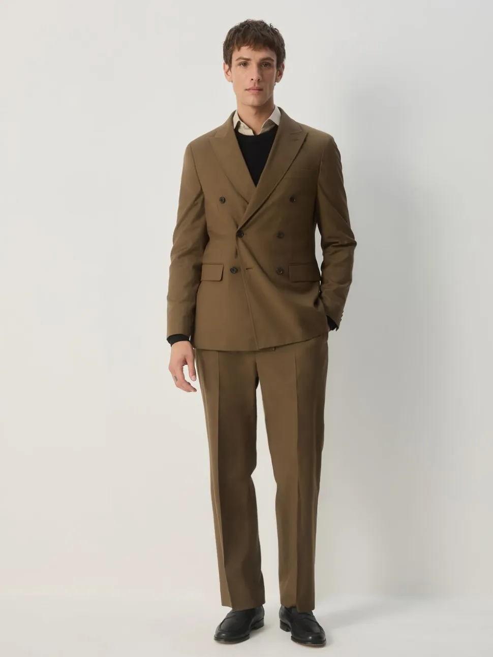 Tan Brown Relaxed Fit Suit Trousers