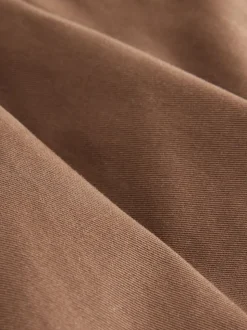 Tan Brown Relaxed Tapered Fit Twin Pleated Stretch Chinos Trousers