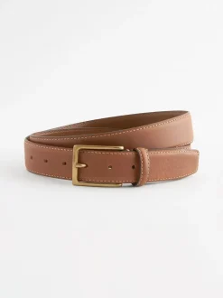 Tan Brown Signature Contrast Stitch Leather Belt