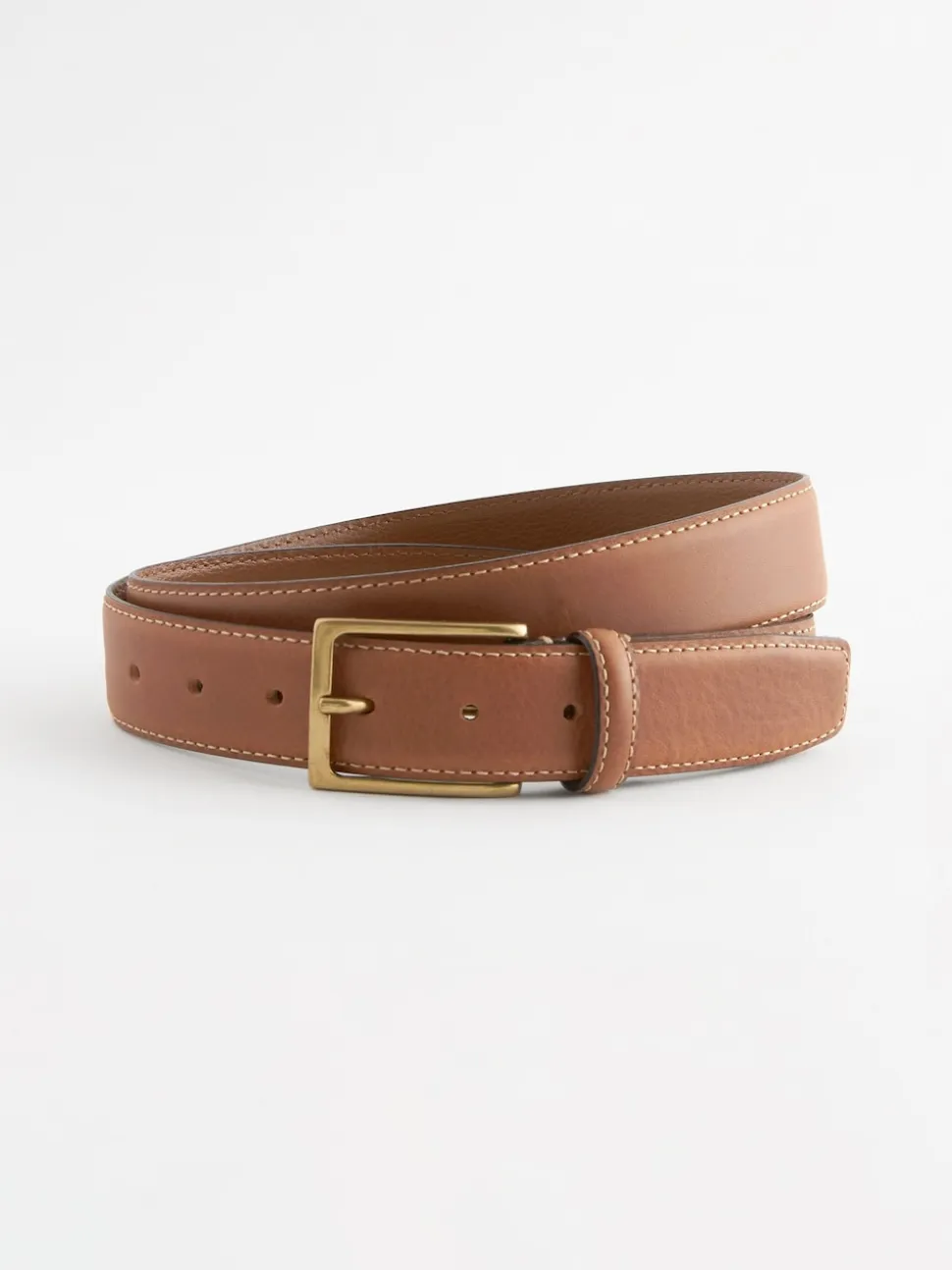 Tan Brown Signature Contrast Stitch Leather Belt