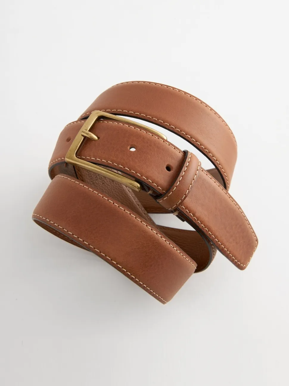 Tan Brown Signature Contrast Stitch Leather Belt