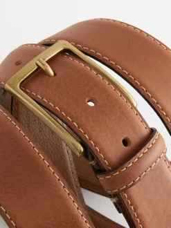 Tan Brown Signature Contrast Stitch Leather Belt