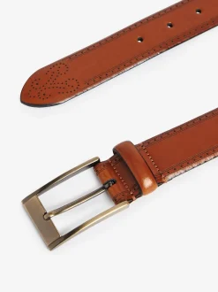 Tan Brown Signature Leather Brogue Belt