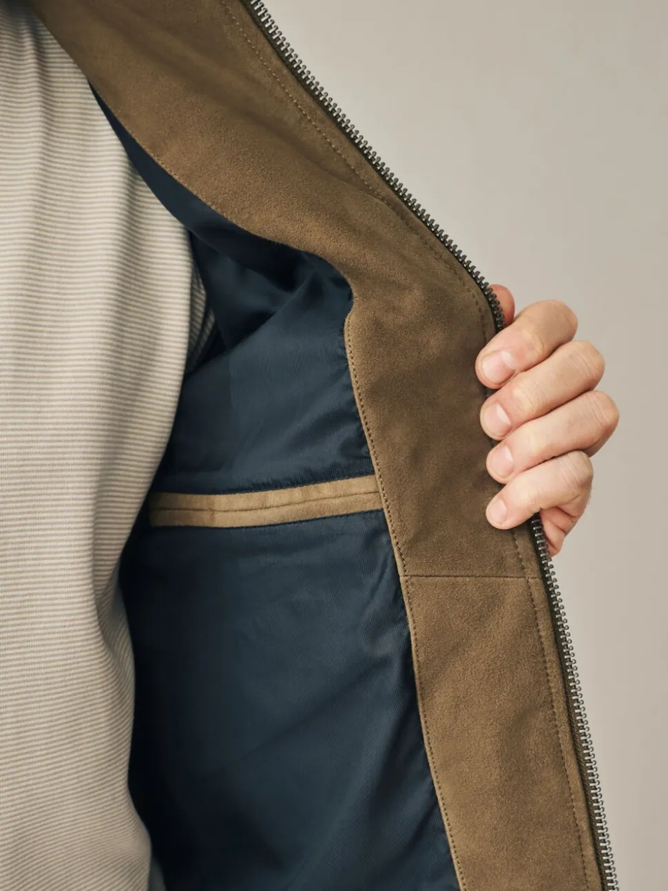 Tan Brown Signature Suede Zip Through Shirt Jacket
