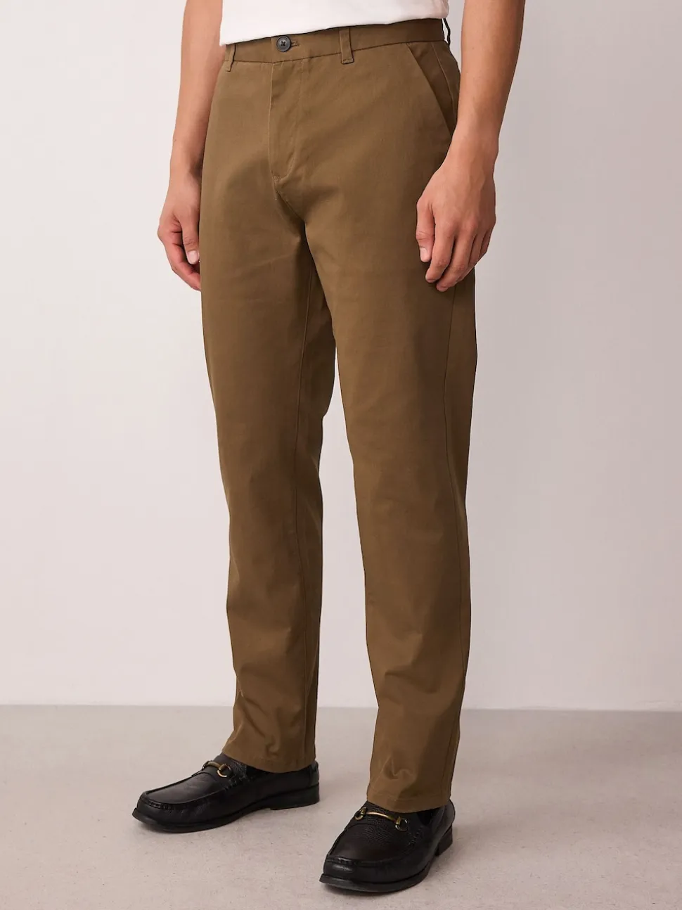 Tan Brown Slim Fit Stretch Chinos Trousers