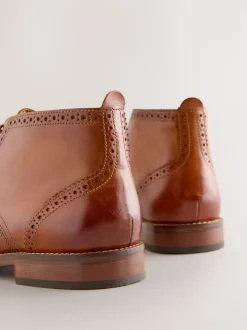 Tan Brown Smart Brogue Leather Boots