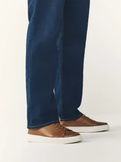 Tan Brown Smart Casual Toe Cap Leather Longline Trainers