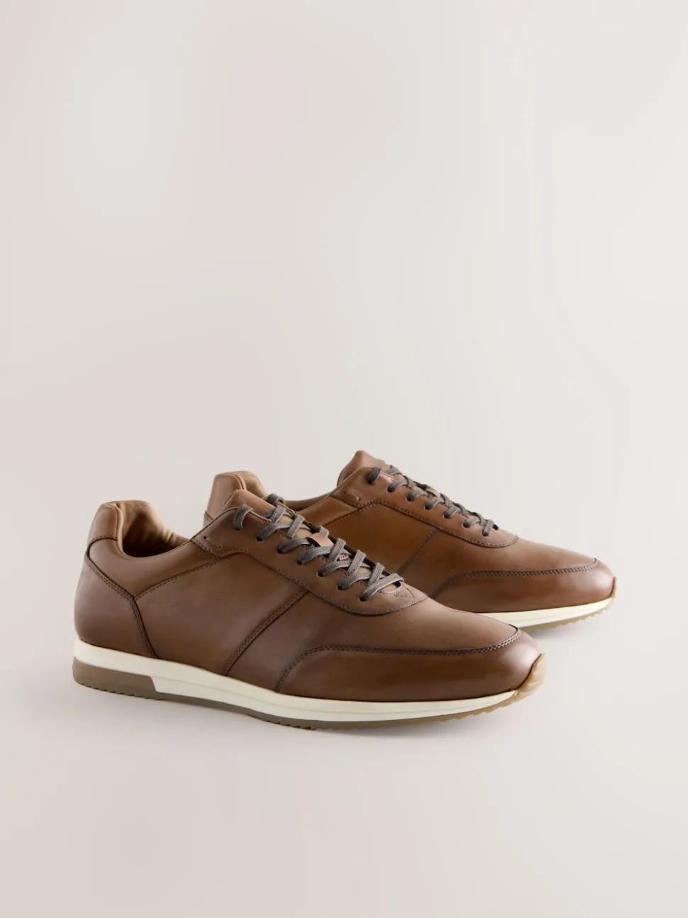 Tan Brown Smart Leather Trainers