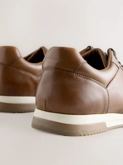Tan Brown Smart Leather Trainers