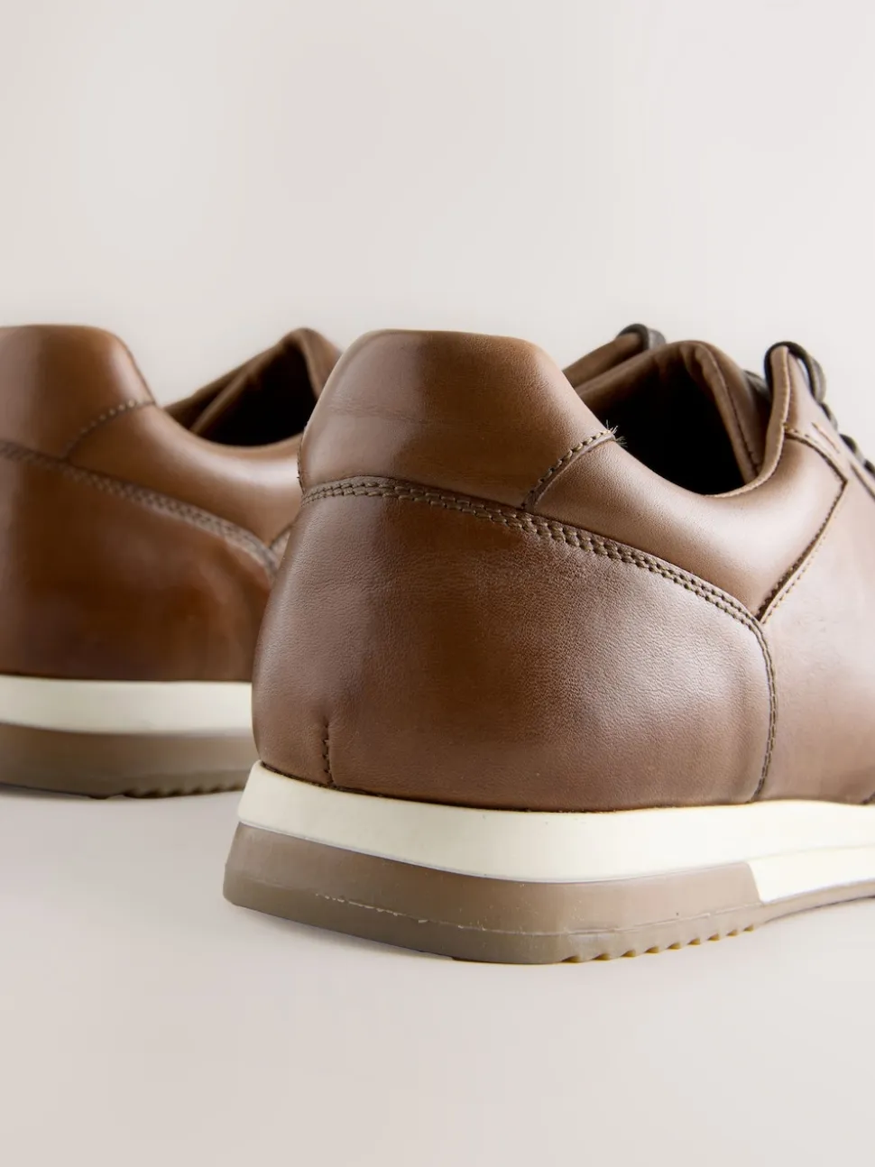 Tan Brown Smart Leather Trainers