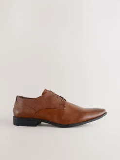 Tan Brown Standard Fit Derby Lace-Up Shoes