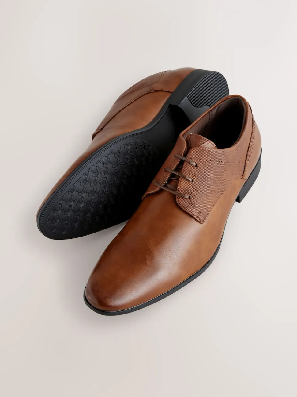 Tan Brown Standard Fit Derby Lace-Up Shoes