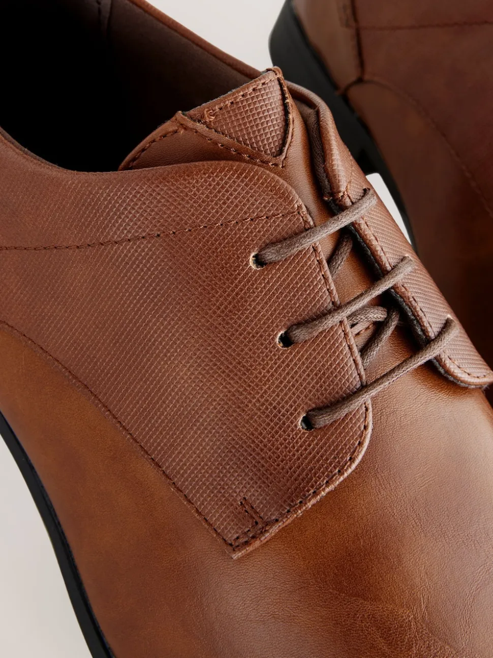 Tan Brown Standard Fit Derby Lace-Up Shoes