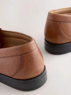 Tan Brown Standard Fit Leather Penny Loafers