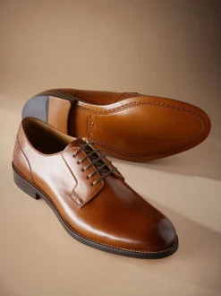 Tan Brown Standard Fit Signature Leather Sole Derby Shoes
