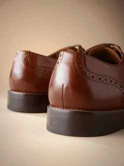Tan Brown Standard Fit Signature Italian Leather Wingcap Brogue Shoes