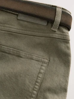 Tan Brown Straight Fit Signature Belted Jeans