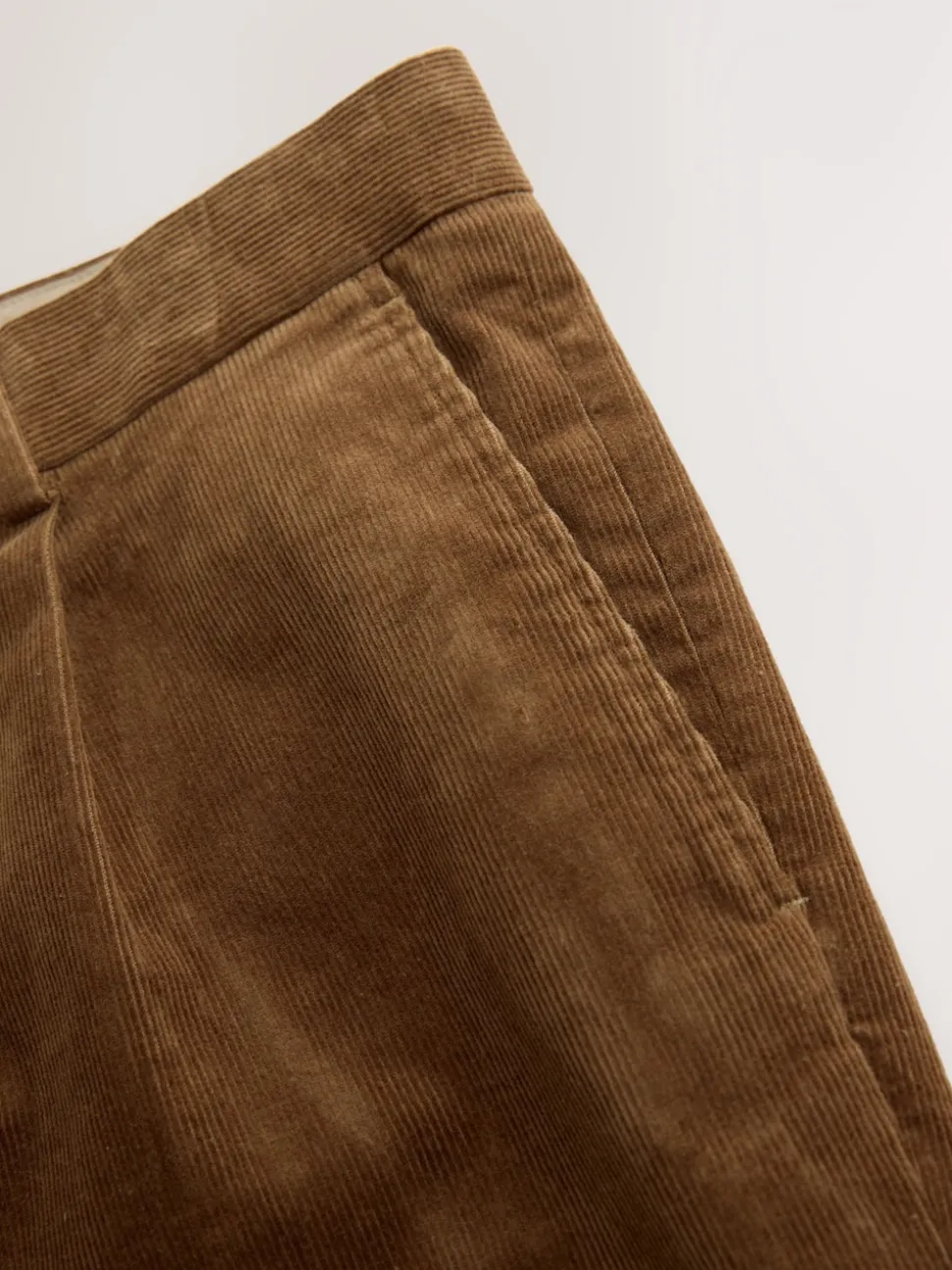 Tan Brown Straight Fit Smart Cotton Rich Cord Trousers