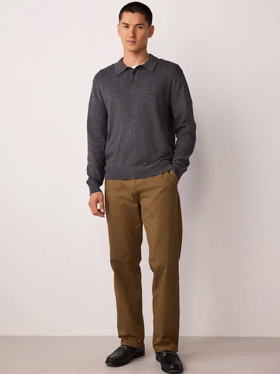 Tan Brown Straight Fit Stretch Chinos Trousers
