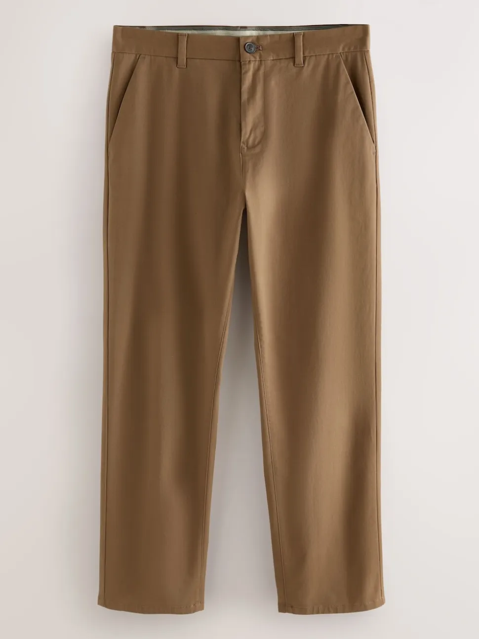 Tan Brown Straight Fit Stretch Chinos Trousers