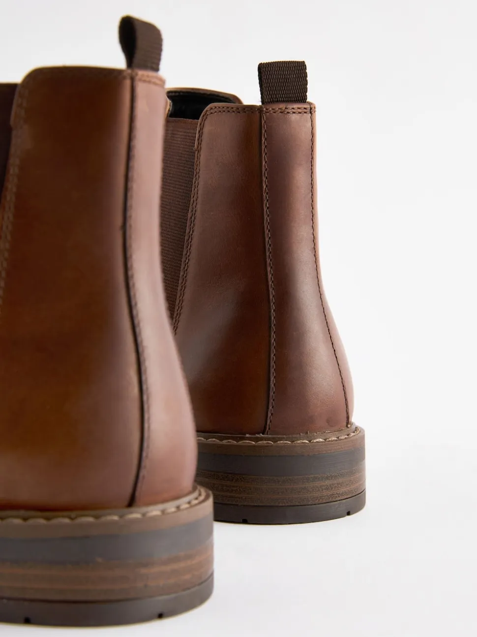 Tan Brown Waxy Leather Chelsea Boots