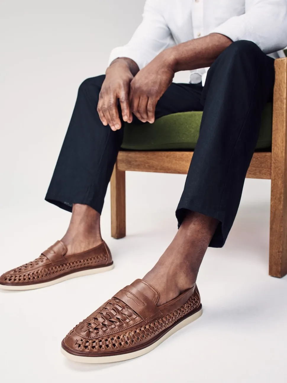Tan Brown Weave Loafers