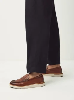 Tan Brown Wedge Loafers