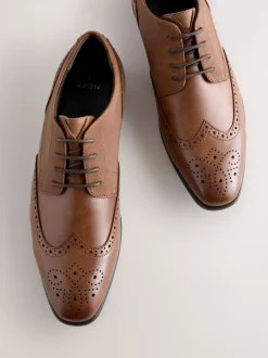 Tan Brown Wide Fit Brogue Shoes