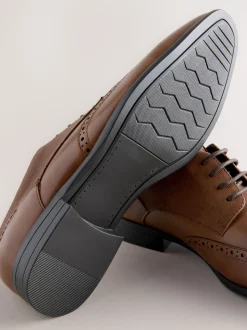 Tan Brown Wide Fit Brogue Shoes